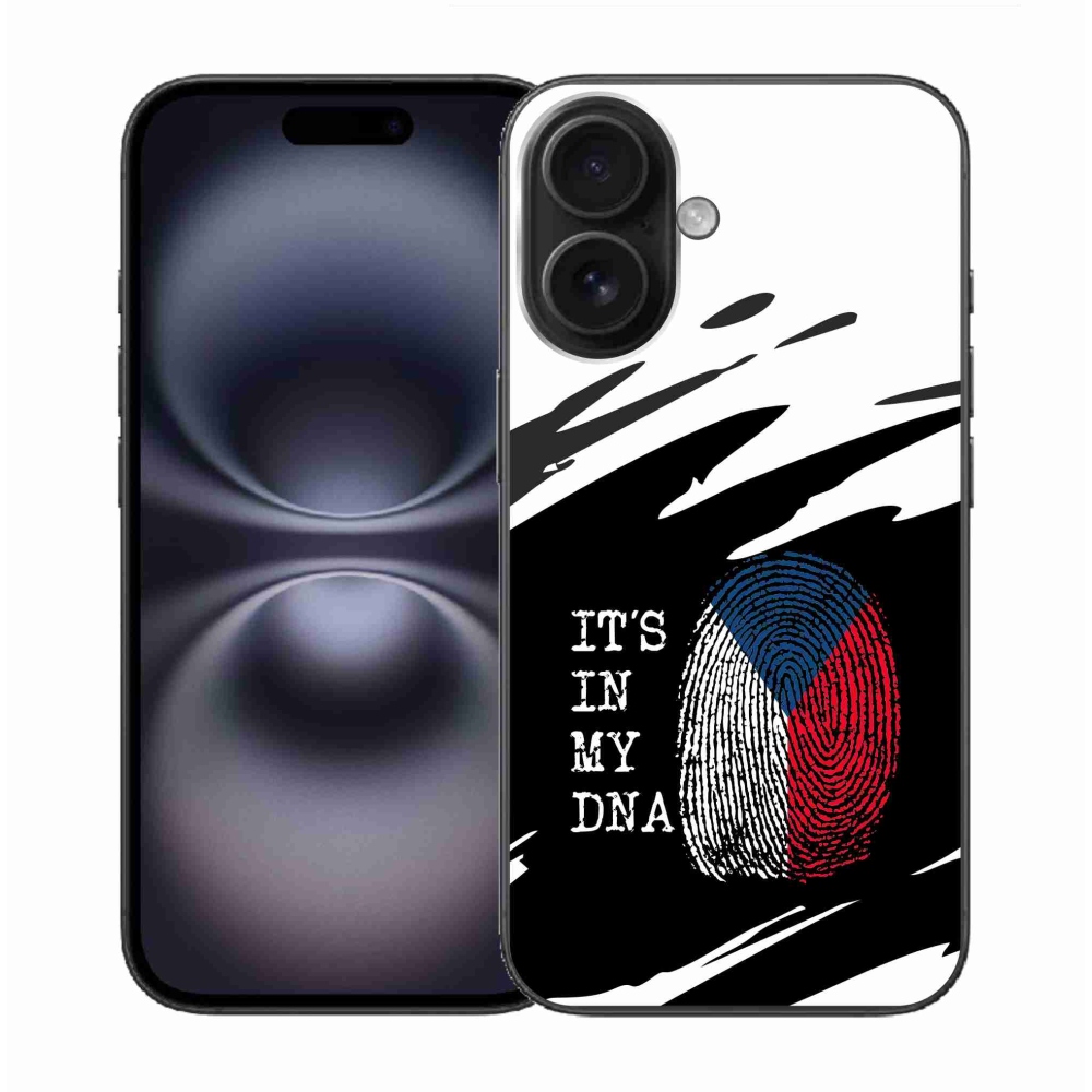 Gelový kryt mmCase na iPhone 16 - vlajka otisk prstu černobílé pozadí