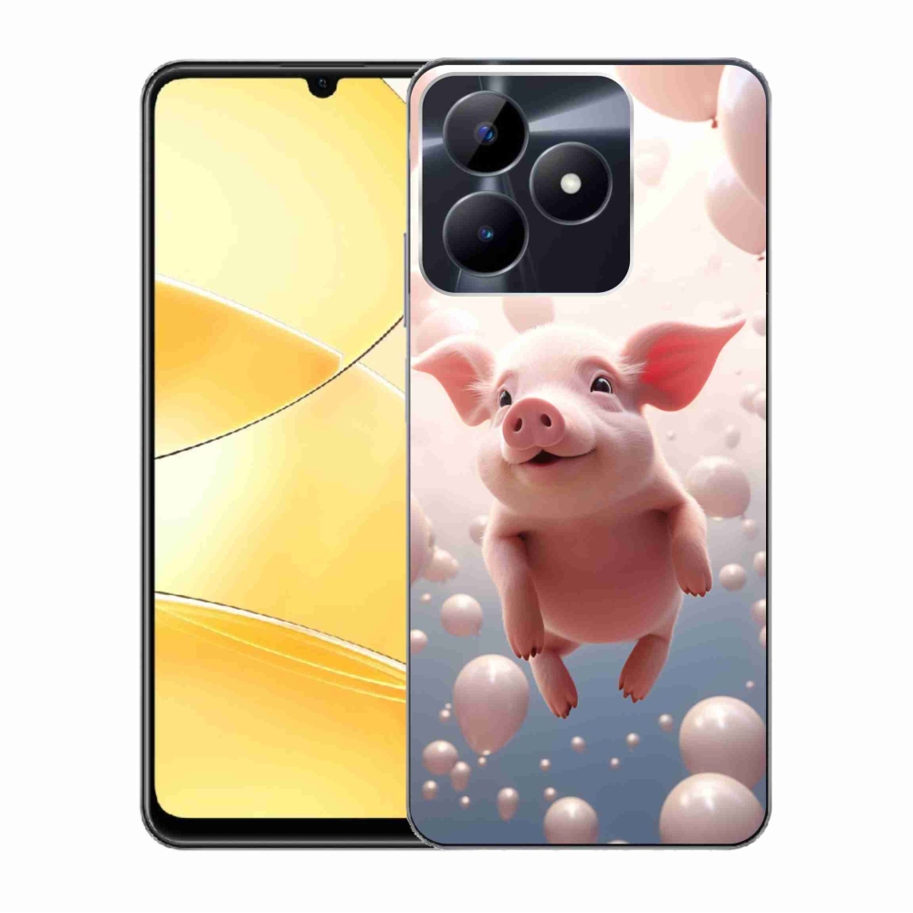 Gelový kryt mmCase na Realme C51/C53 - prasátko s balónky