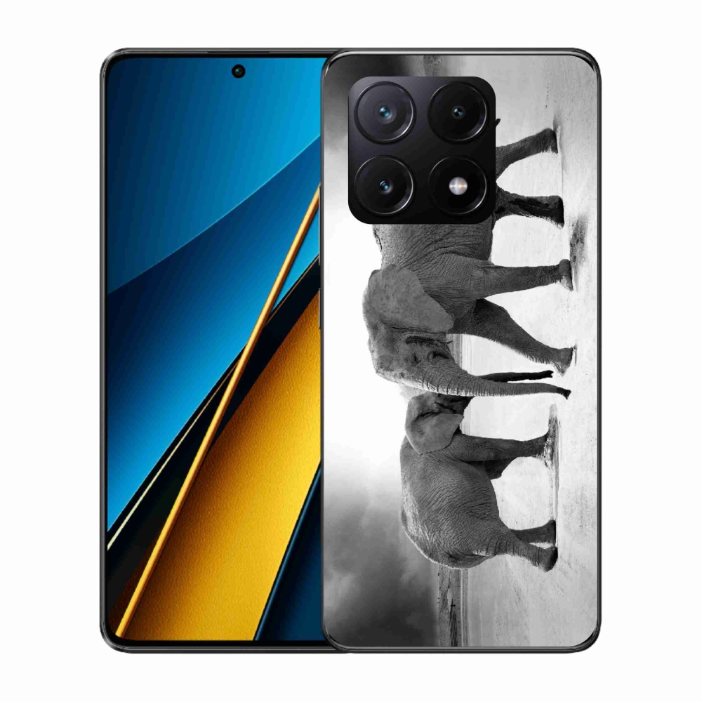 Gelový kryt mmCase na Xiaomi Poco X6 Pro 5G - černobílí sloni
