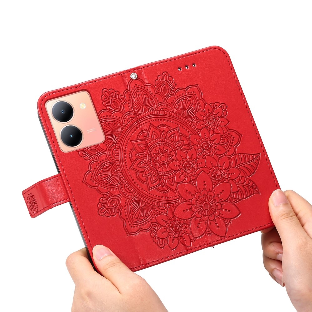 Floral knížkové pouzdro na Vivo Y36 - červené