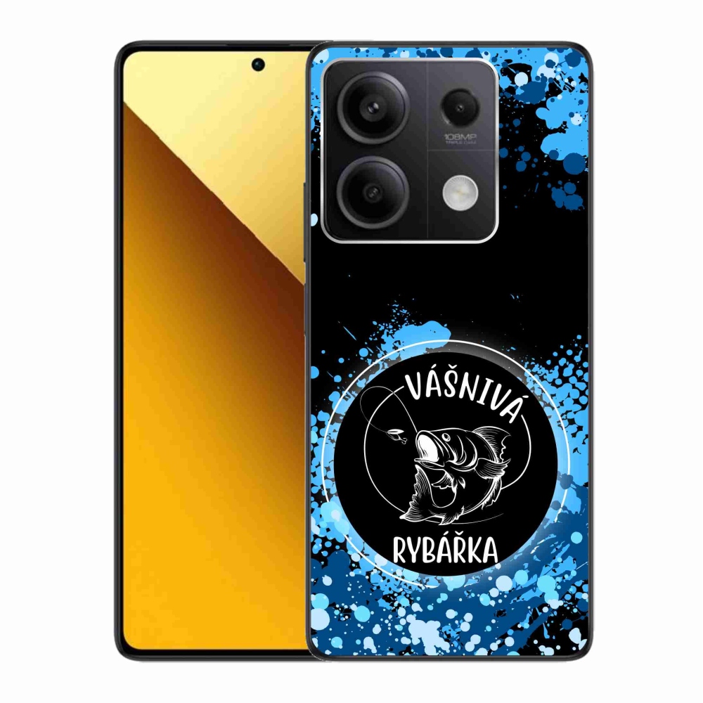 Gelový kryt mmCase na Xiaomi Redmi Note 13 5G - vášnivá rybářka černé pozadí