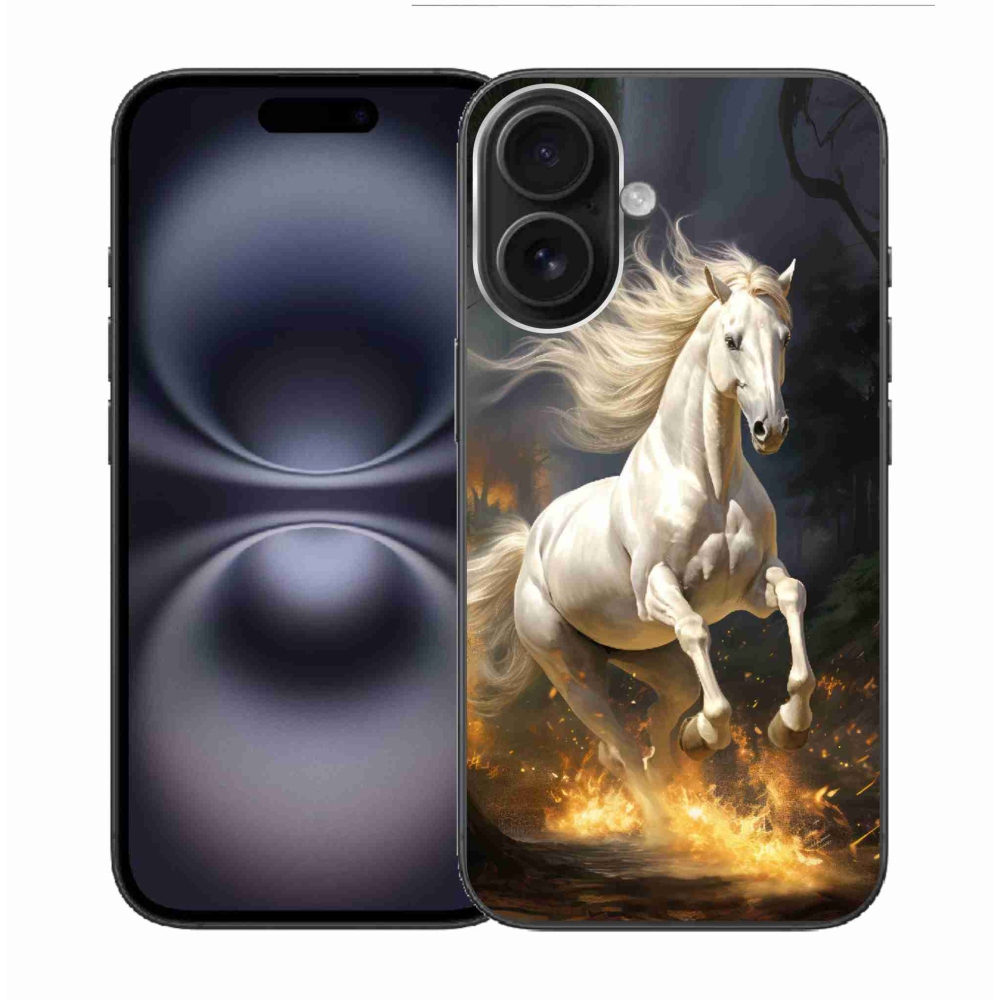 Gelový kryt mmCase na iPhone 16 - bílý kůň 2