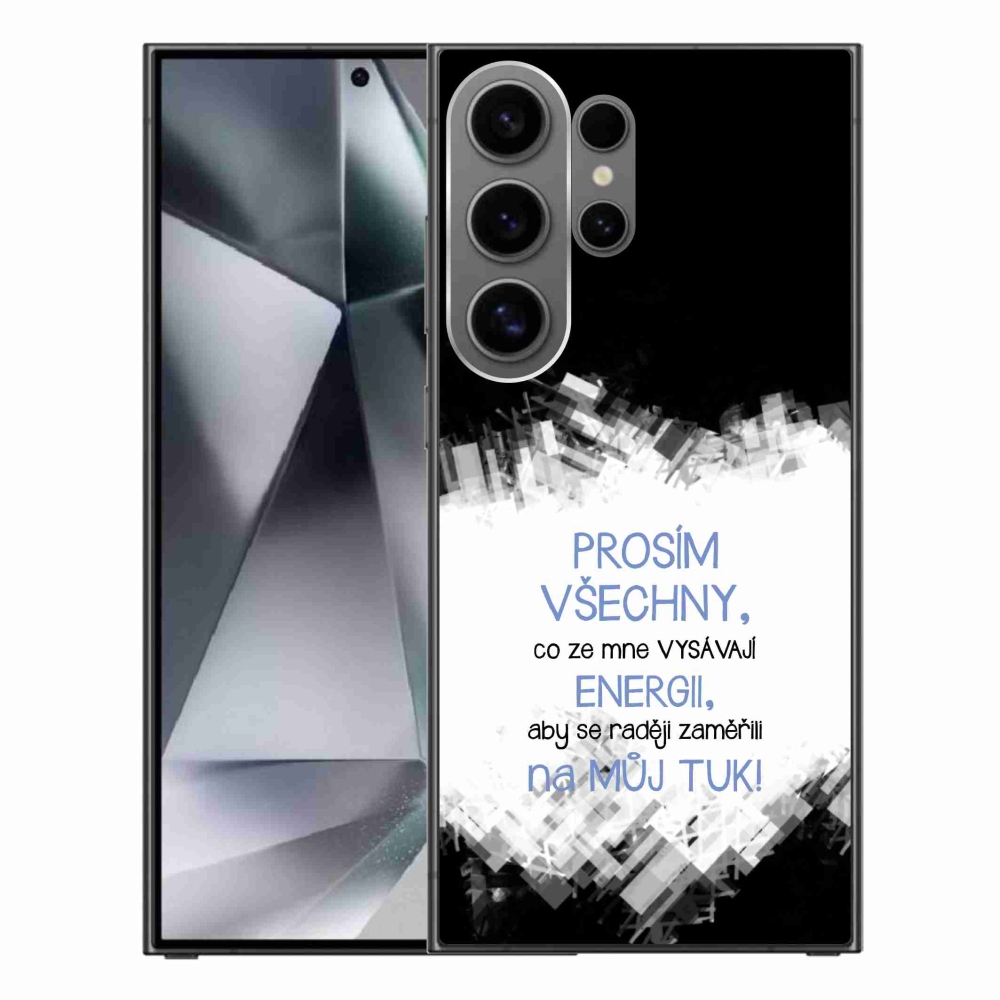 Gelový kryt mmCase na Samsung Galaxy S24 Ultra - vtipný text 1 modrý