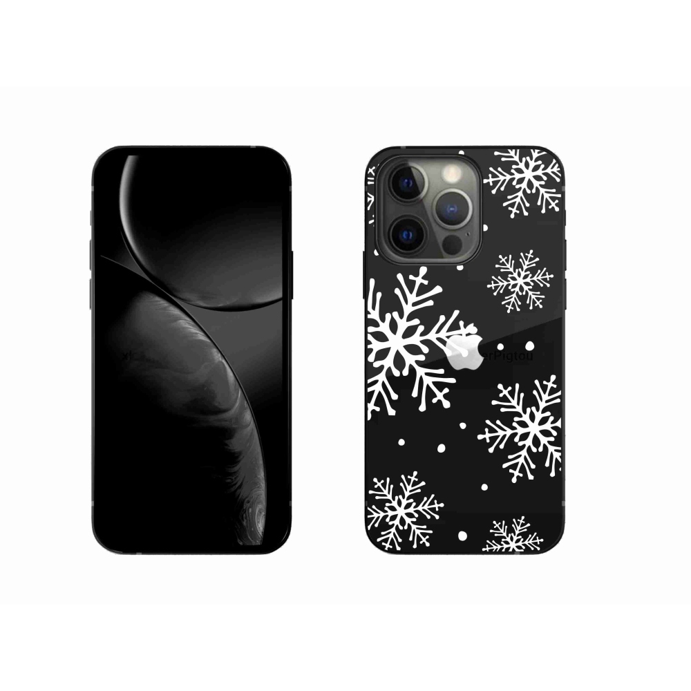 Gelový kryt mmCase na iPhone 13 Pro 6.1 - bílé vločky na průhledném pozadí