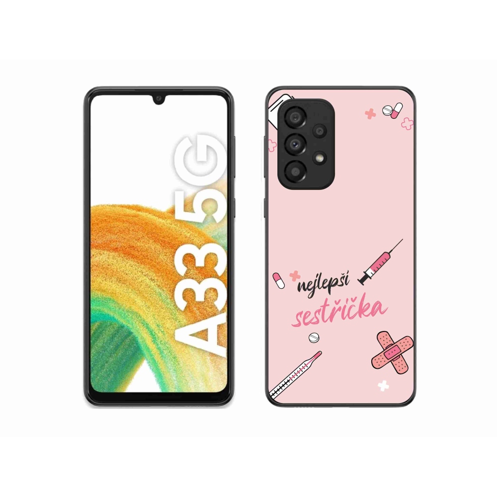 Gelový kryt mmCase na Samsung Galaxy A33 5G - nejlepší sestřička růžové pozadí