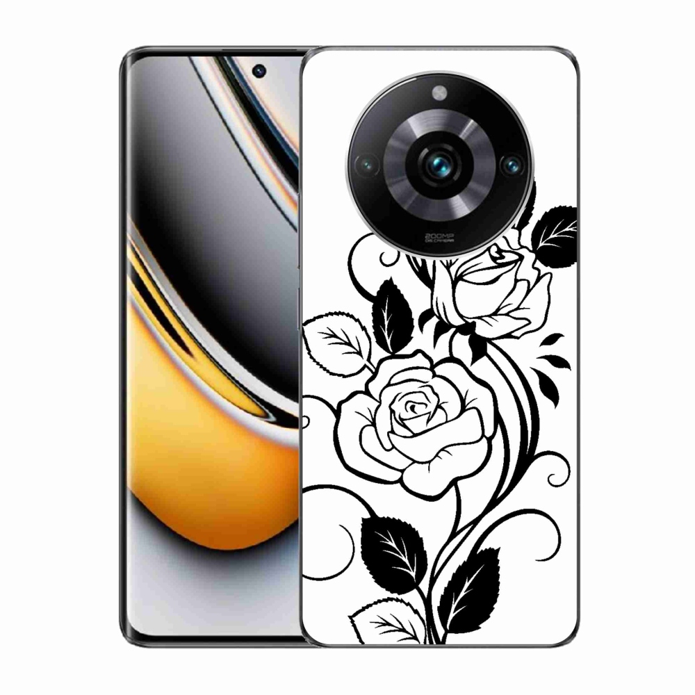 Gelový kryt mmCase na Realme 11 Pro/11 Pro+ - černobílá růže