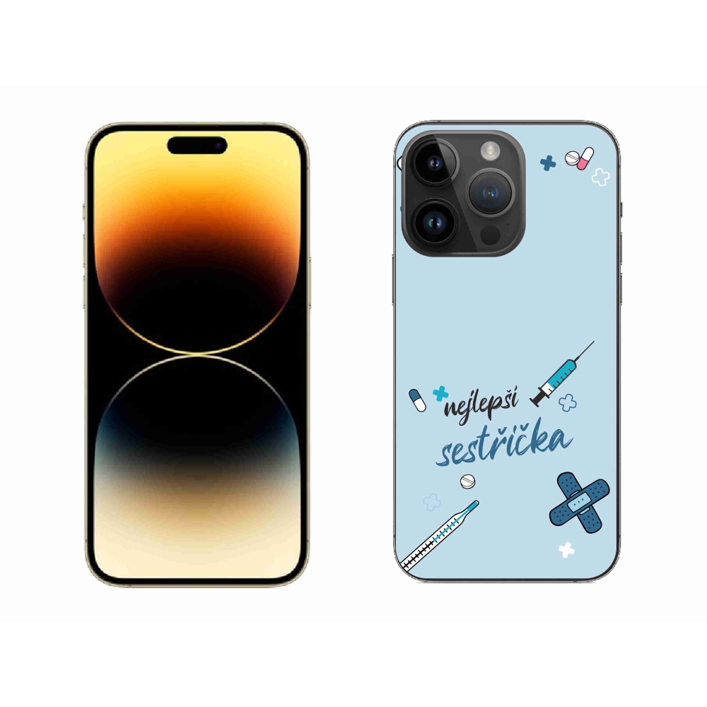 Gelový kryt mmCase na iPhone 14 Pro Max 6.7 - nejlepší sestřička modré pozadí
