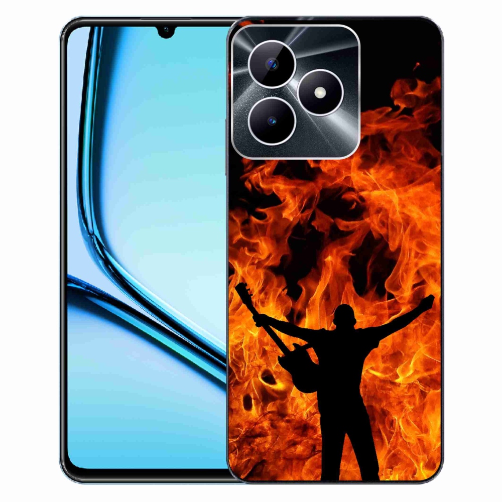 Gelový kryt mmCase na Realme Note 50 - muzikant a oheň