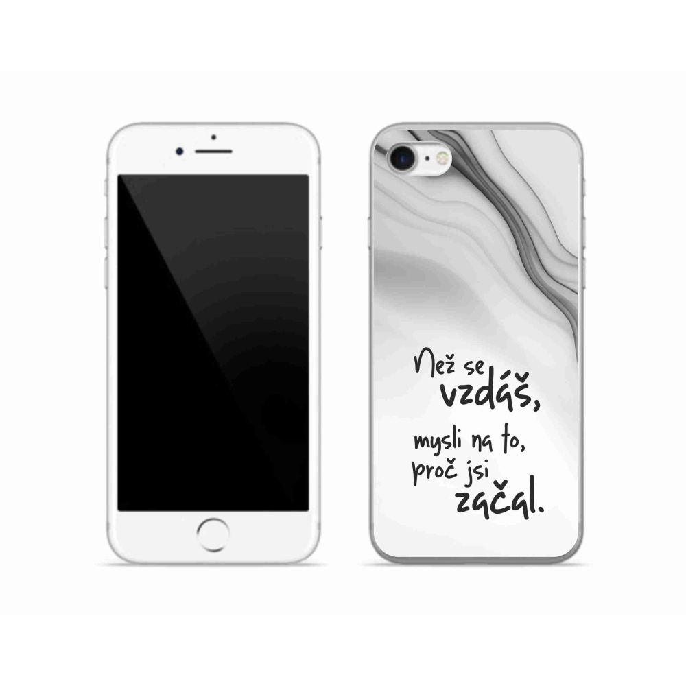 Gelový kryt mmCase na iPhone SE (2022) - citát 2 bílé pozadí