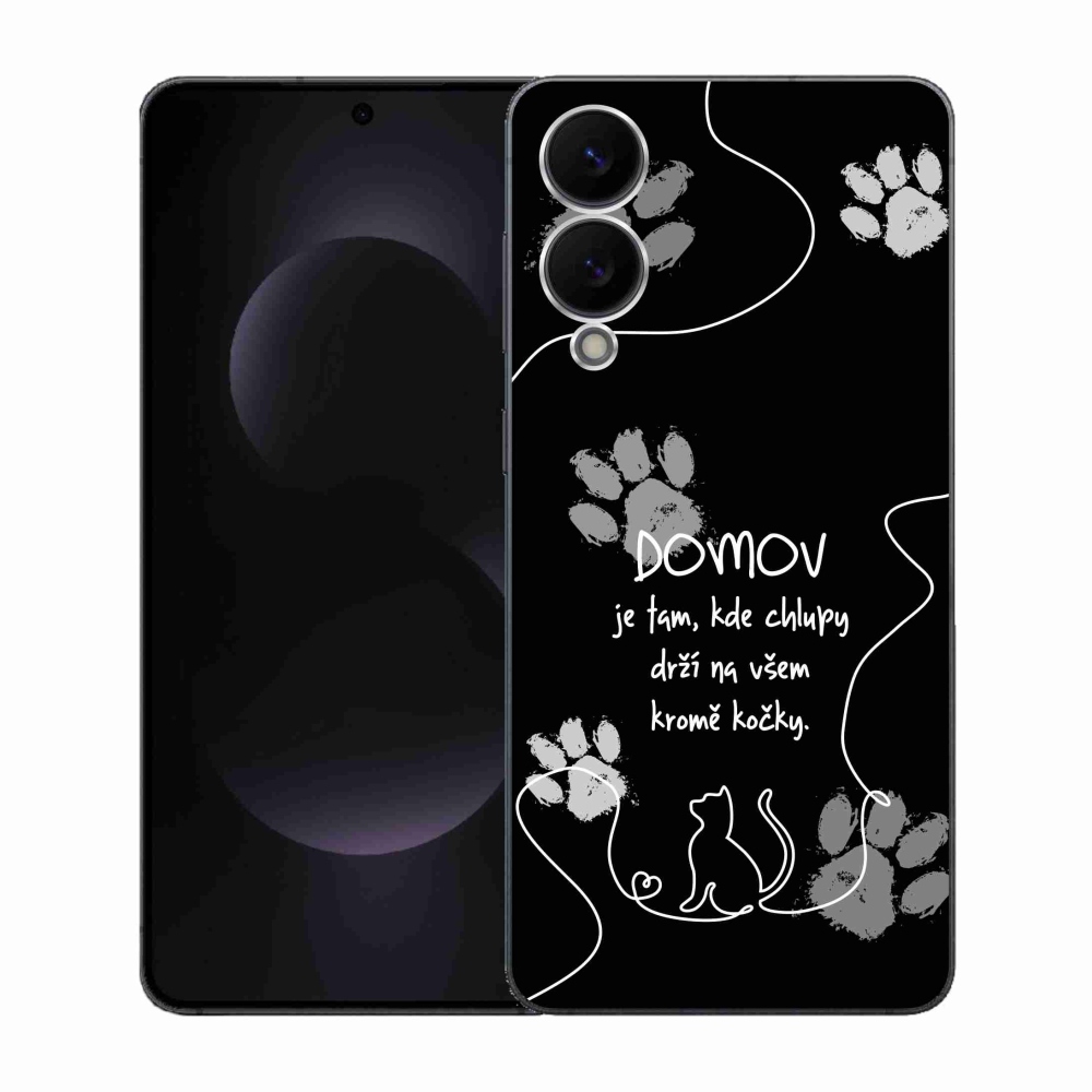 Gelový kryt mmCase na Samsung Galaxy S25 Edge - kočičí motiv černé pozadí