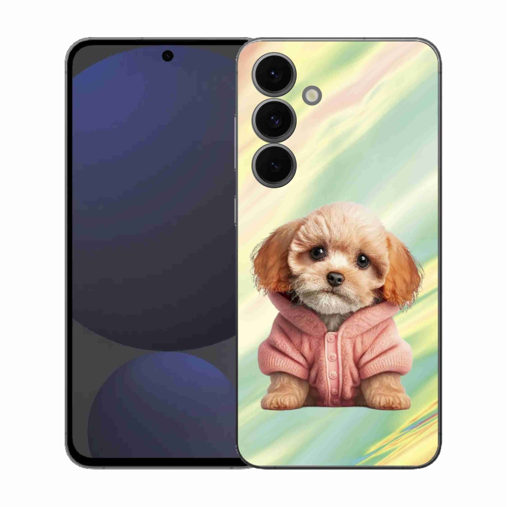 Gelový kryt mmCase na Samsung Galaxy S25 FE - štěně ve svetru