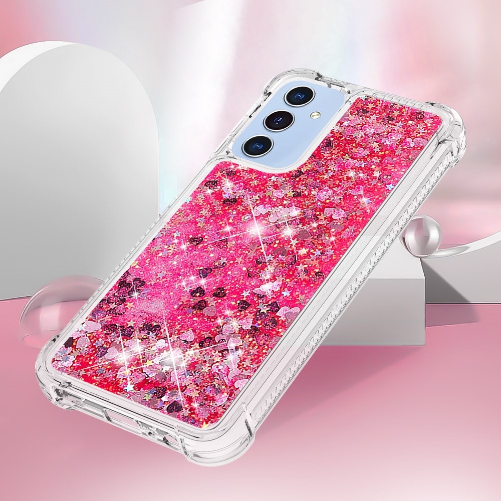 Glitter přesýpací gelový obal na Samsung Galaxy A26 5G - růžový/srdíčka