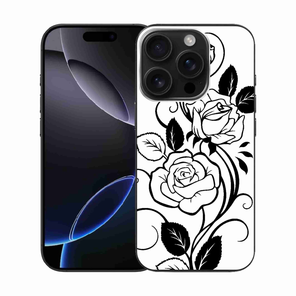 Gelový kryt mmCase na iPhone 16 Pro - černobílá růže