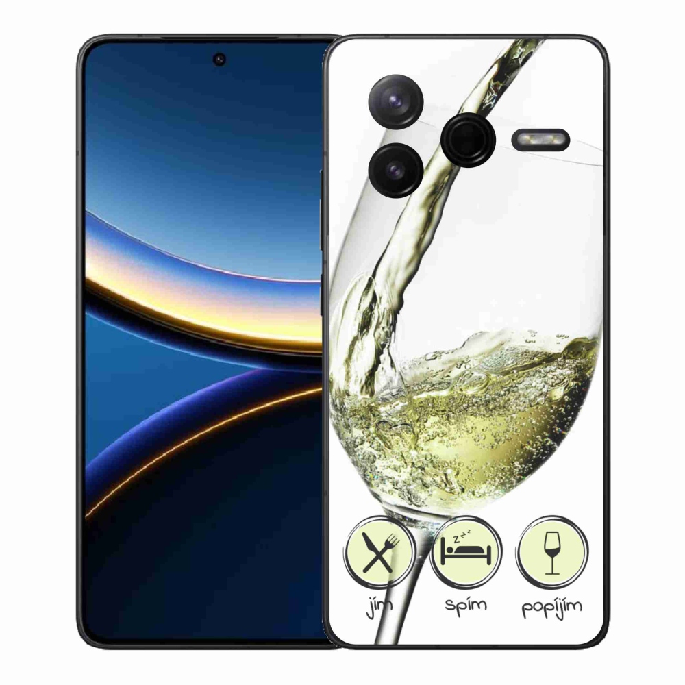 Gelový kryt mmCase na Xiaomi Poco F7 Pro - sklenička vína bílé