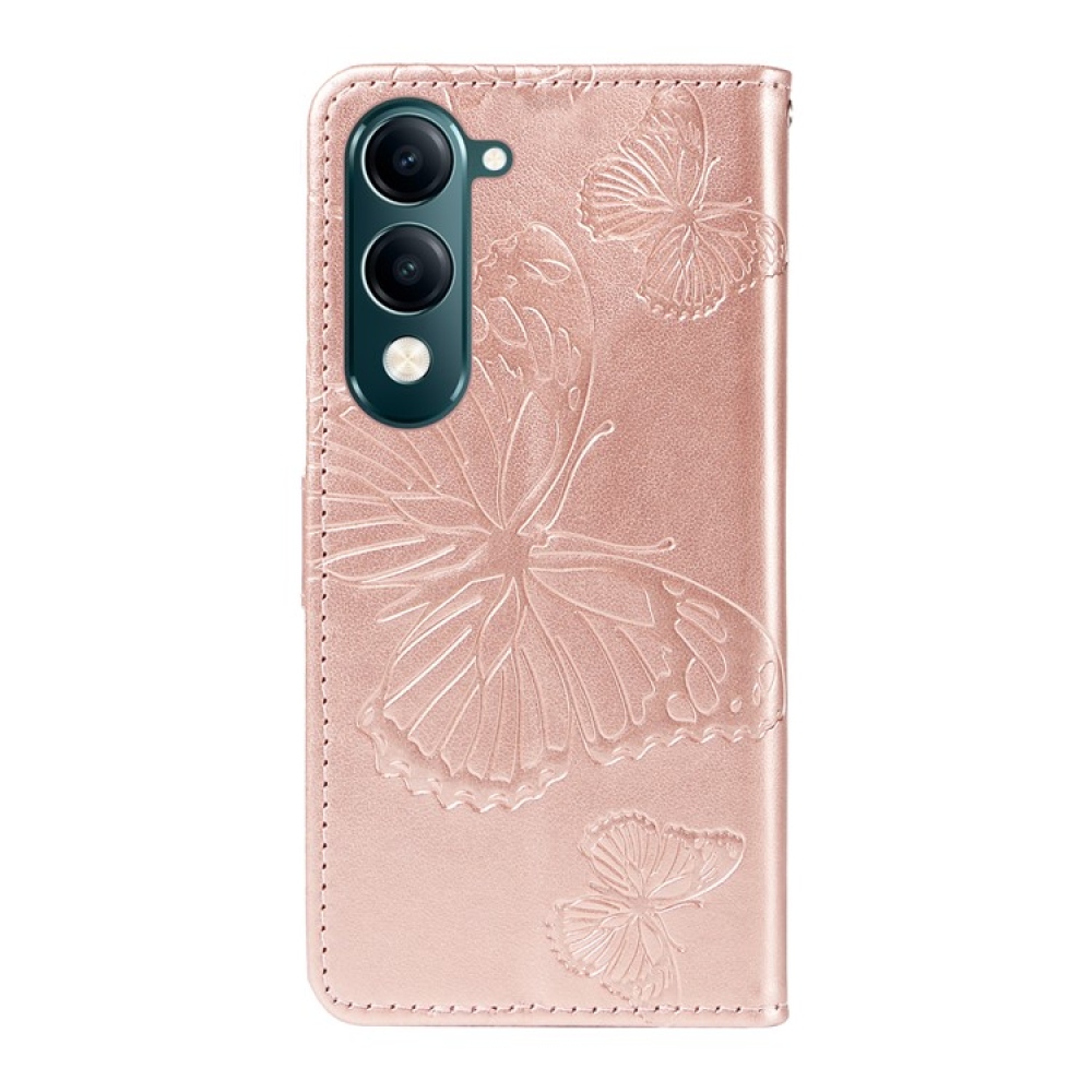 Big Butterfly knížkové pouzdro na Vivo Y29s 5G - růžovozlaté