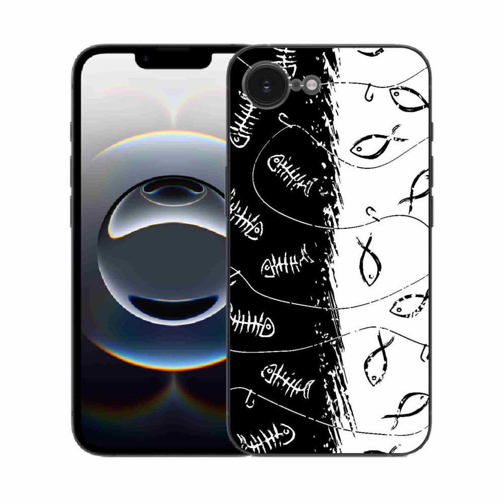 Gelový kryt mmCase na iPhone 16e - kostry a rybky