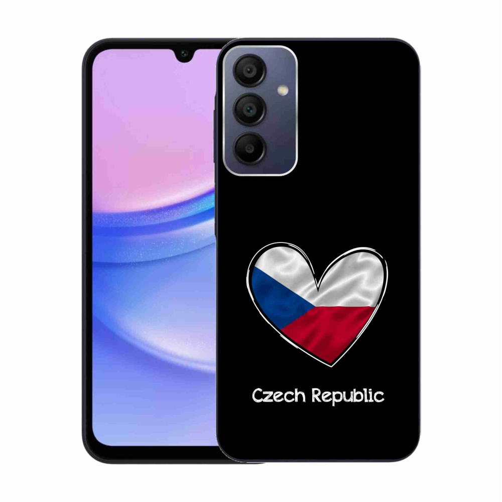 Gelový kryt mmCase na Samsung Galaxy A15 4G/5G - vlajka srdce černé pozadí
