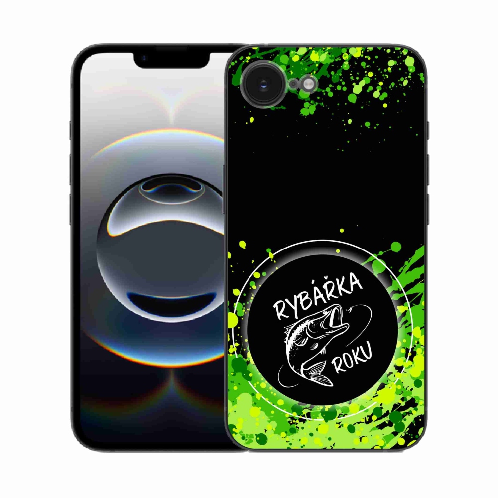 Gelový kryt mmCase na iPhone 16e - rybářka roku černé pozadí