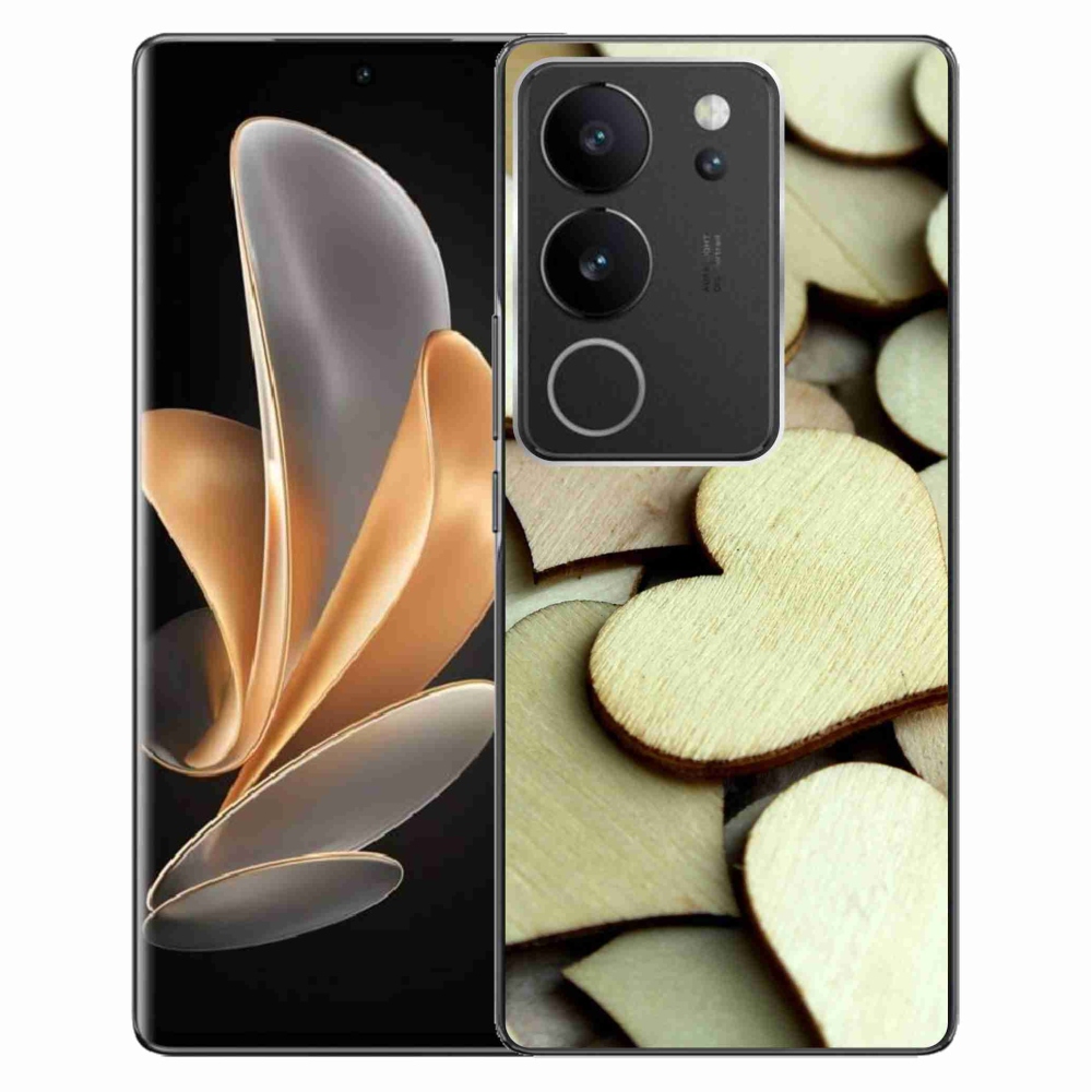 Gelový kryt mmCase na Vivo V29 5G - dřevěná srdíčka