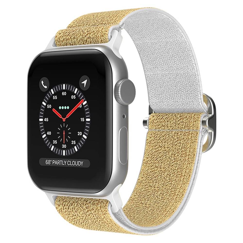 Decor nylonový řemínek na Apple Watch Ultra/Ultra 2 49mm/SE/SE 2022/2023 44mm/9/8/7 45mm/6/5/4 44mm/3/2/1 42 mm - zlatý/bílý