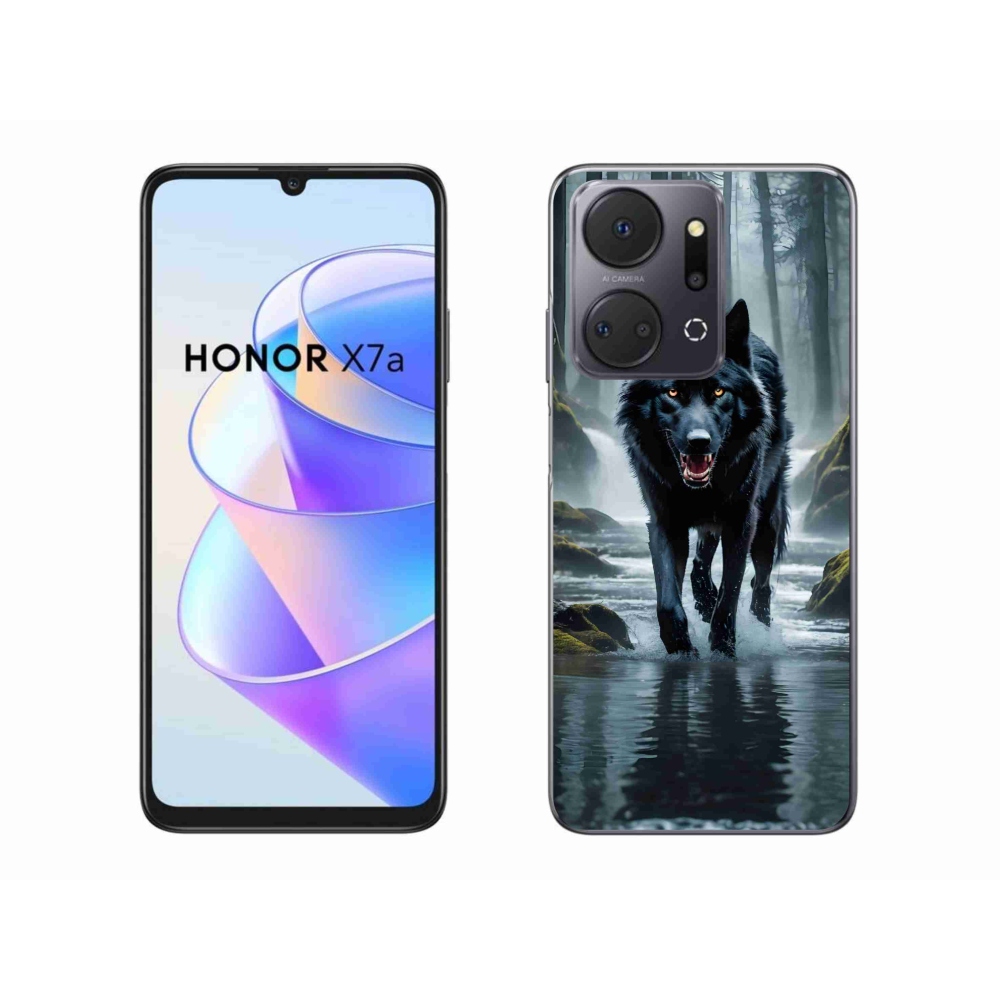 Gelový kryt mmCase na Honor X7a - černý vlk
