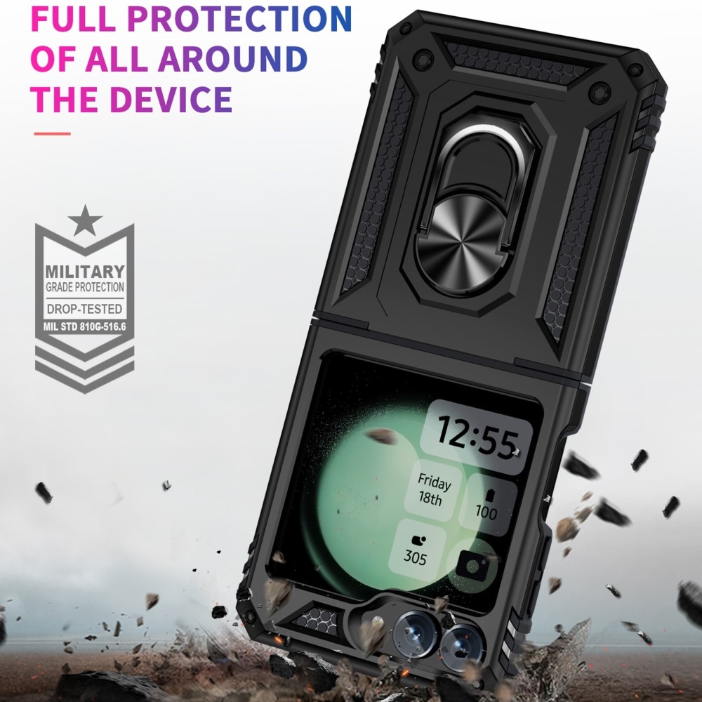 Ring odolný kryt na Samsung Galaxy Z Flip6 5G - černý