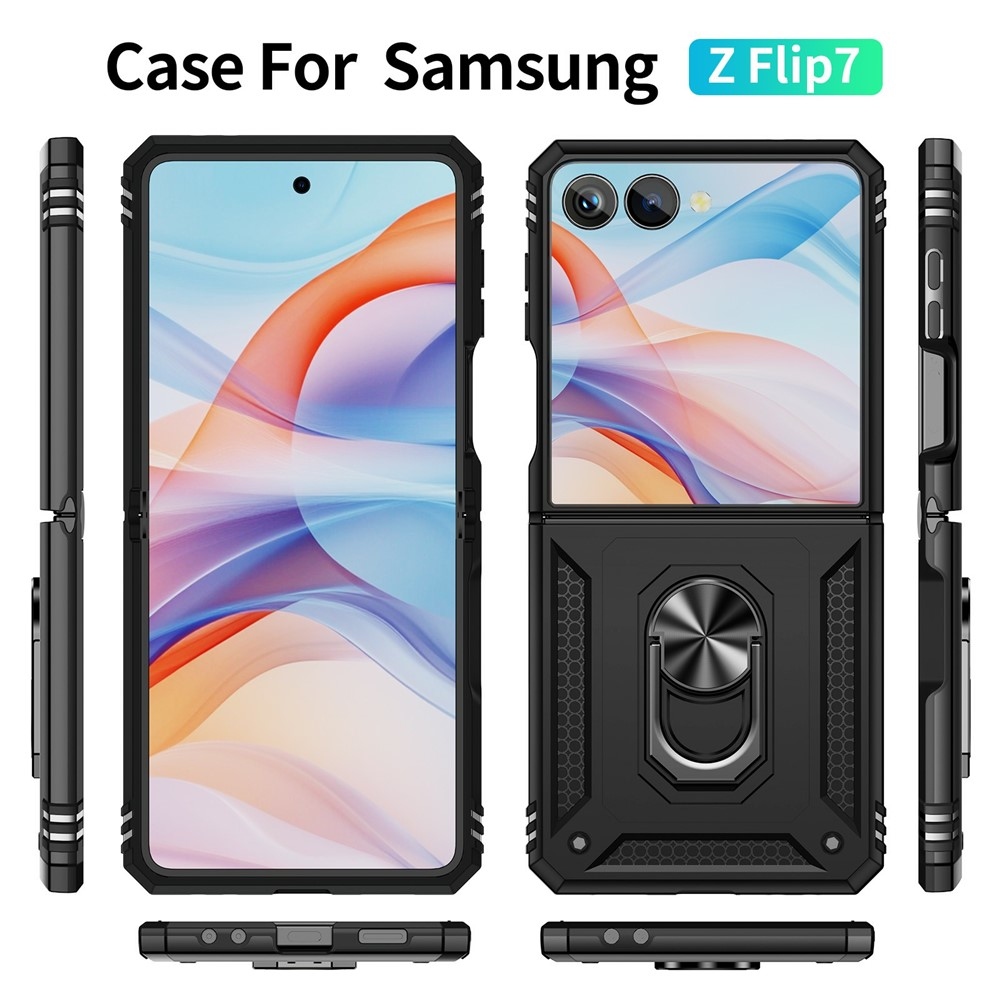 Ring odolný kryt na Samsung Galaxy Z Flip7 5G - černý