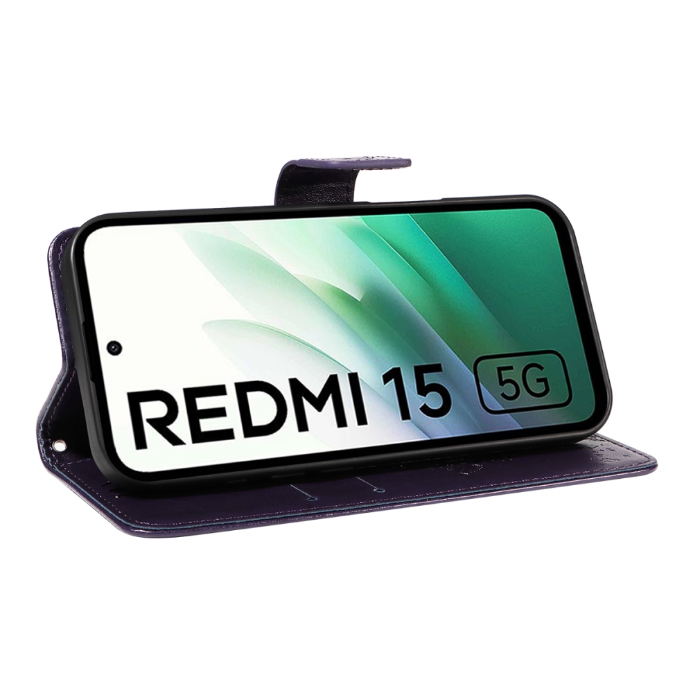 Trees knížkové pouzdro na Xiaomi Redmi 15 4G (171mm) - fialové