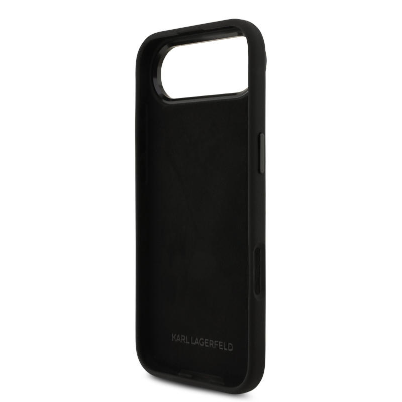 Karl Lagerfeld Liquid Silicone Metal Ikonik Zadní Kryt pro iPhone Air Black
