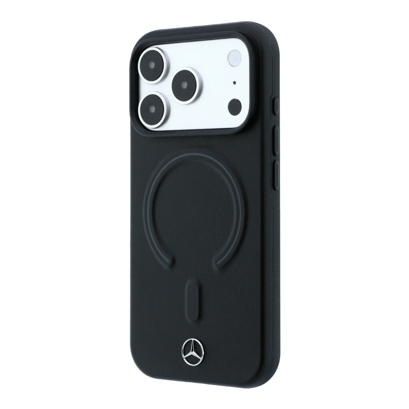 Mercedes PU Leather 3D MagSafe Zadní Kryt pro iPhone 18 Pro Black/Anthracite