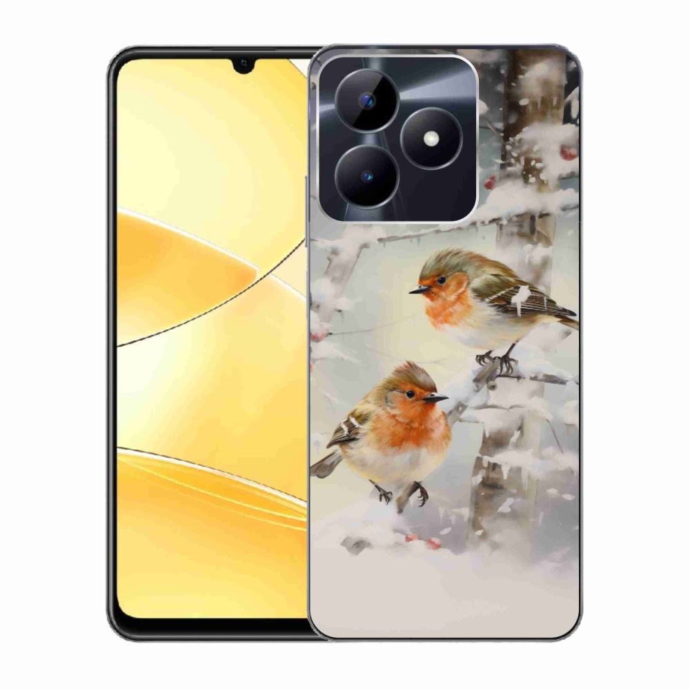 Gelový kryt mmCase na Realme C51/C53 - ptáčci v zimě
