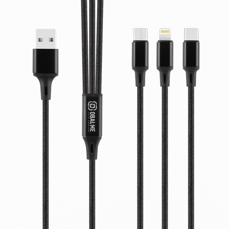 OBAL:ME 3v1 AllConnect Fast Charge USB-A/USB-C, Lightning, Micro-USB Kabel 1.2m Black
