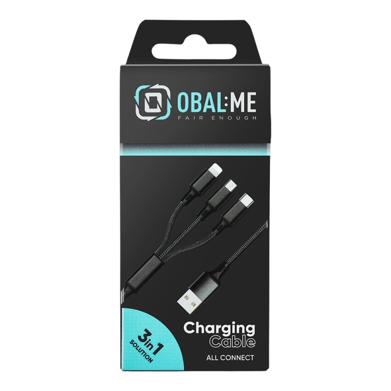 OBAL:ME 3v1 AllConnect Fast Charge USB-A/USB-C, Lightning, Micro-USB Kabel 1.2m Black