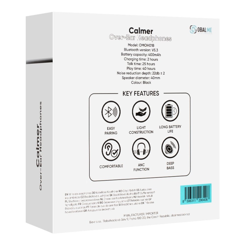 OBAL:ME Calmer Wireless Over-Ear ANC Sluchátka Black