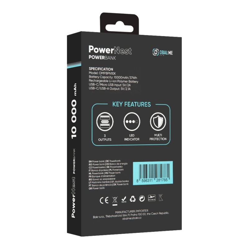 OBAL:ME PowerNest Powerbanka 10000mAh Black