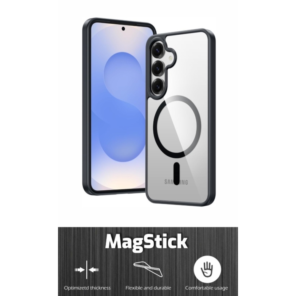 Obal SWISSTEN Clear Jelly MagStick Metallic na Samsung Galaxy S26+ - černý