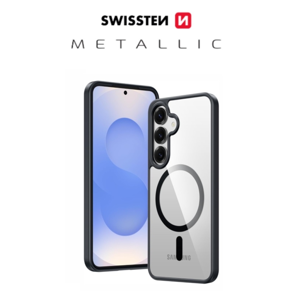 Obal SWISSTEN Clear Jelly MagStick Metallic na Samsung Galaxy S26+ - černý