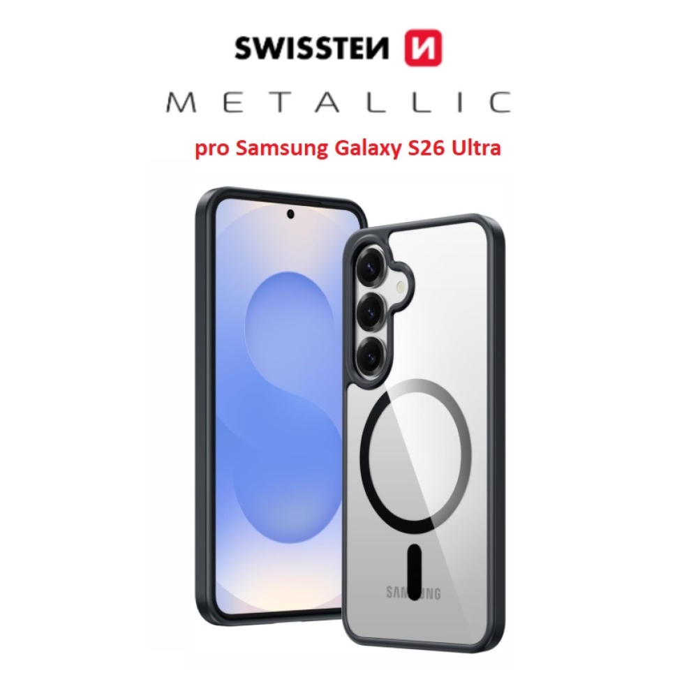 Obal SWISSTEN Clear Jelly MagStick Metallic na Samsung Galaxy S26 Ultra - černý