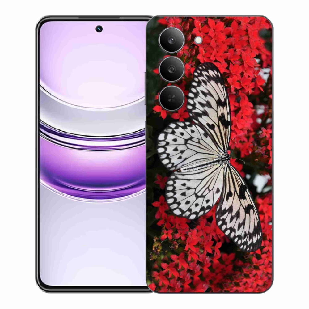 Gelový kryt mmCase na Realme 14x 5G - černobílý motýl 1