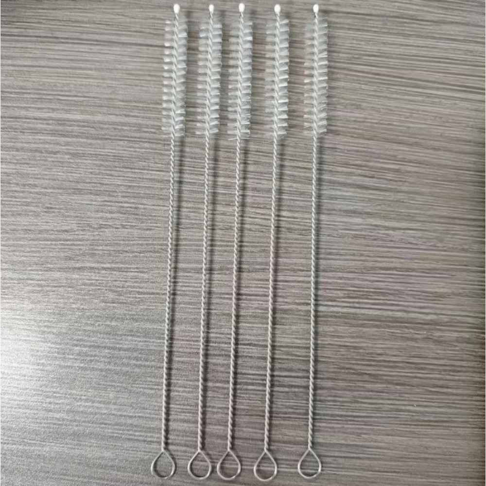 Sada 5 ks čisticích kartáčků na brčka s nerezovou rukojetí