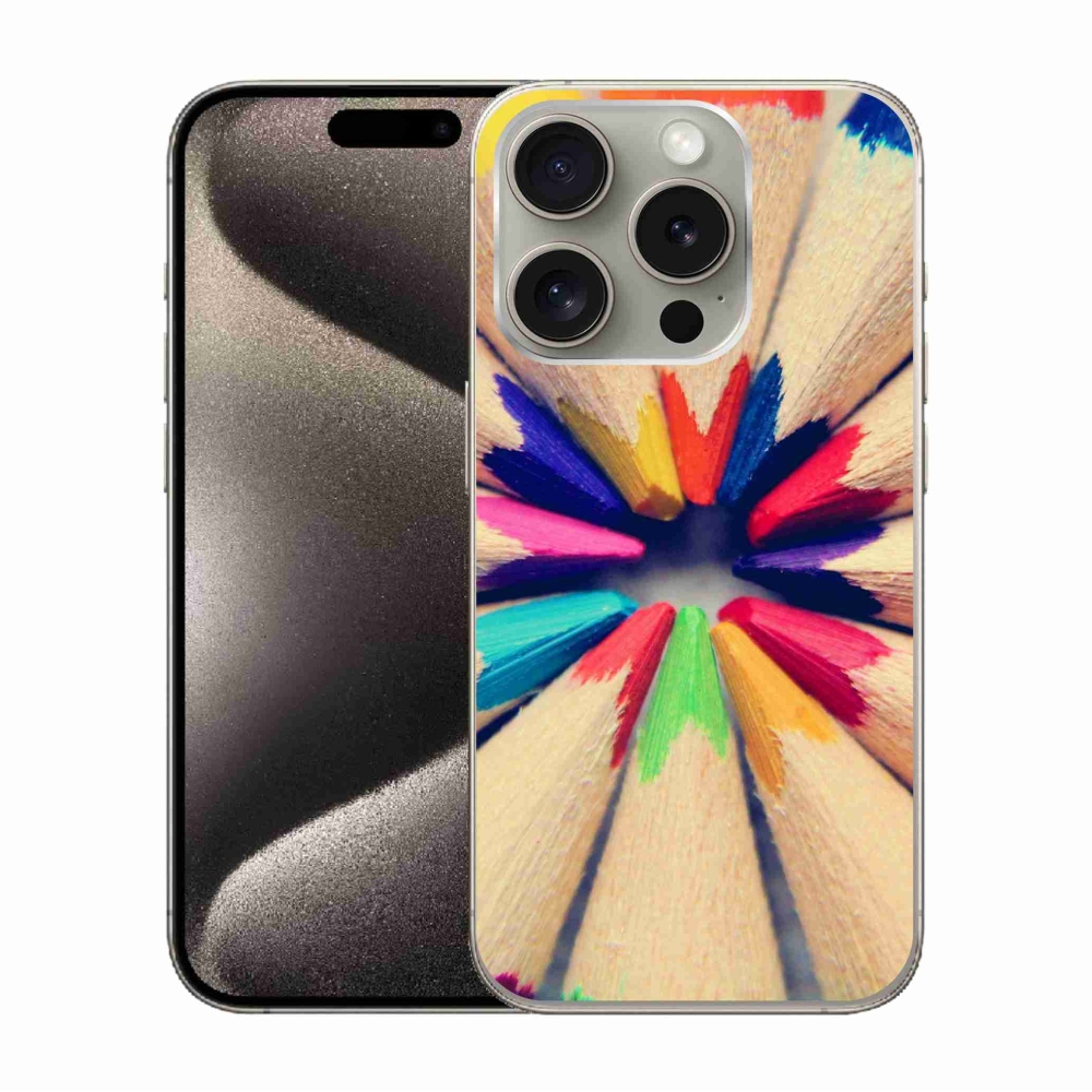 Gelový kryt mmCase na iPhone 15 Pro - pastelky 