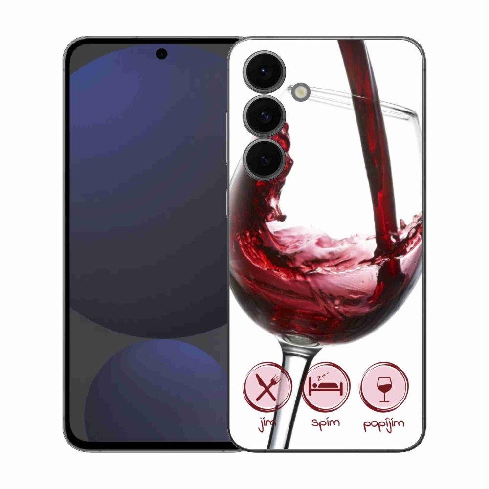 Gelový kryt mmCase na Samsung Galaxy S25 FE - sklenička vína červené