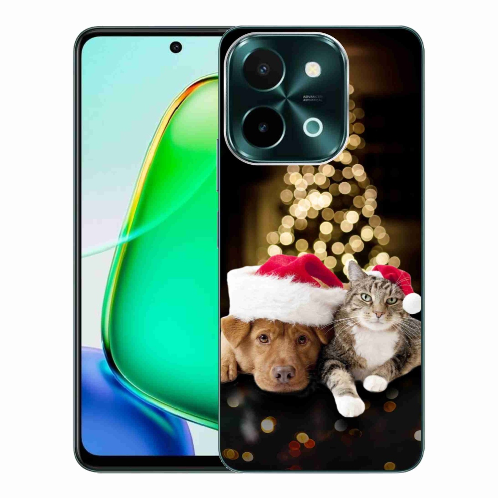 Gelový kryt mmCase na Vivo Y28 - vánoční pes a kočka