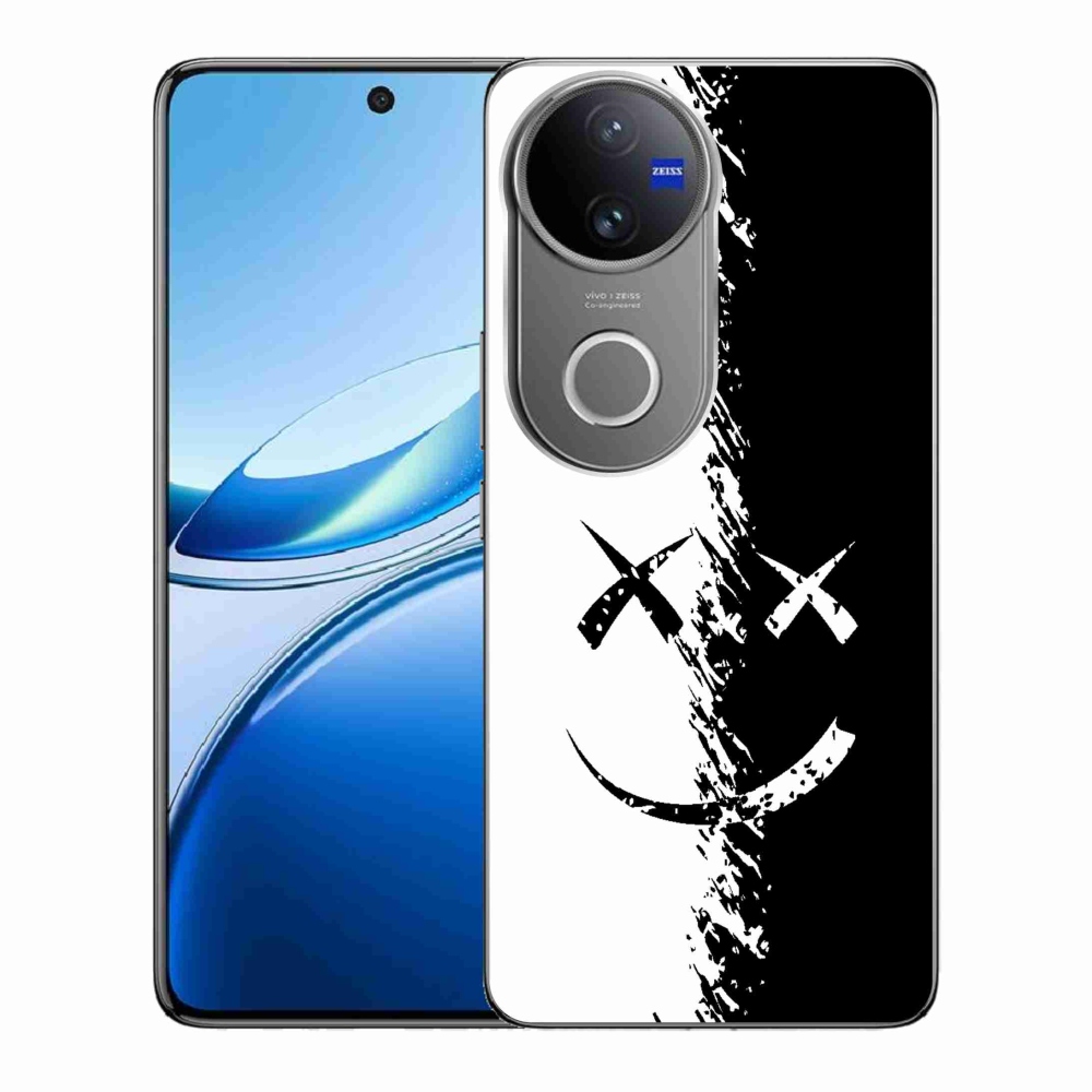 Gelový kryt mmCase na Vivo V50 5G - černobílý smajlík