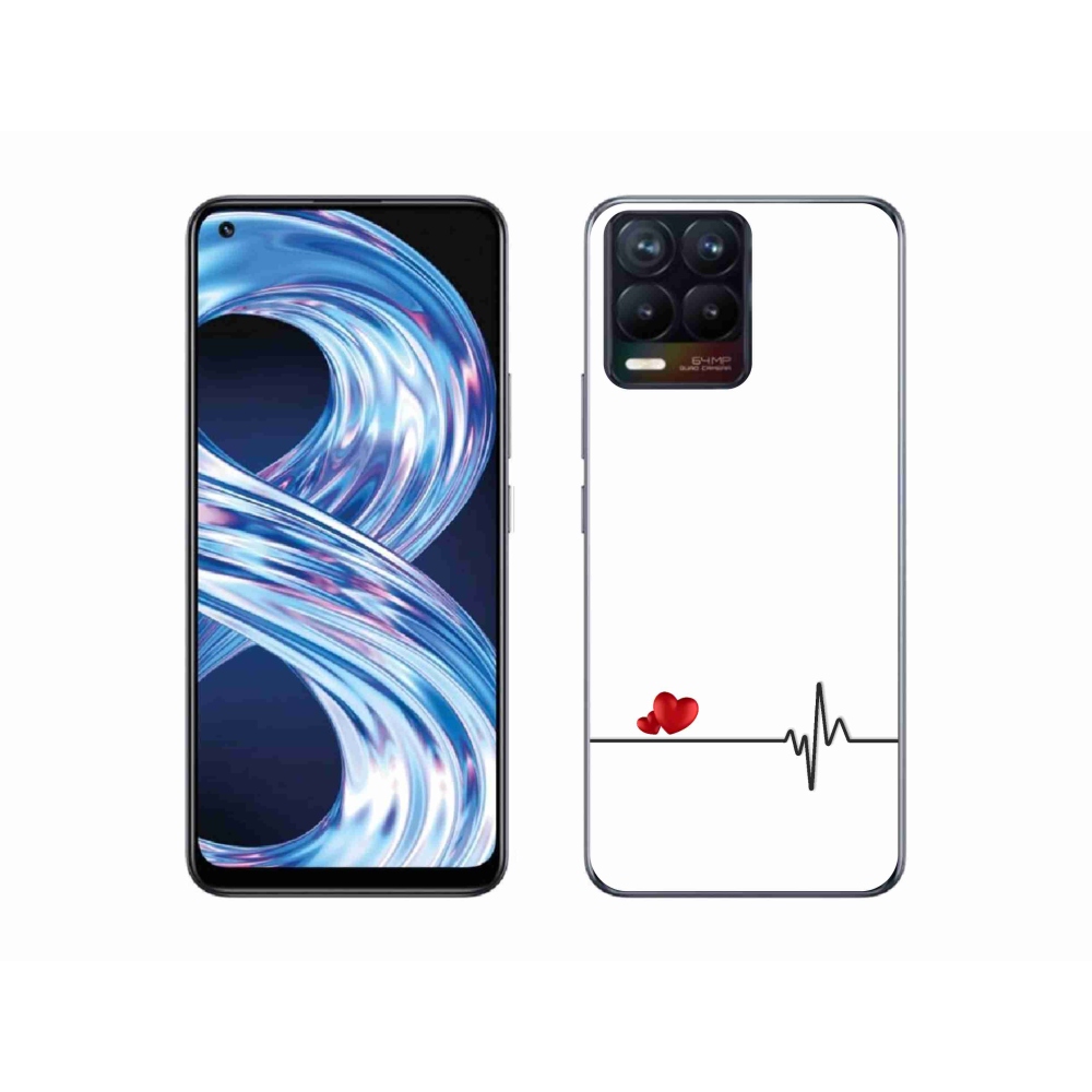 Gelový kryt mmCase na Realme 8 Pro - srdce a tep bílé pozadí