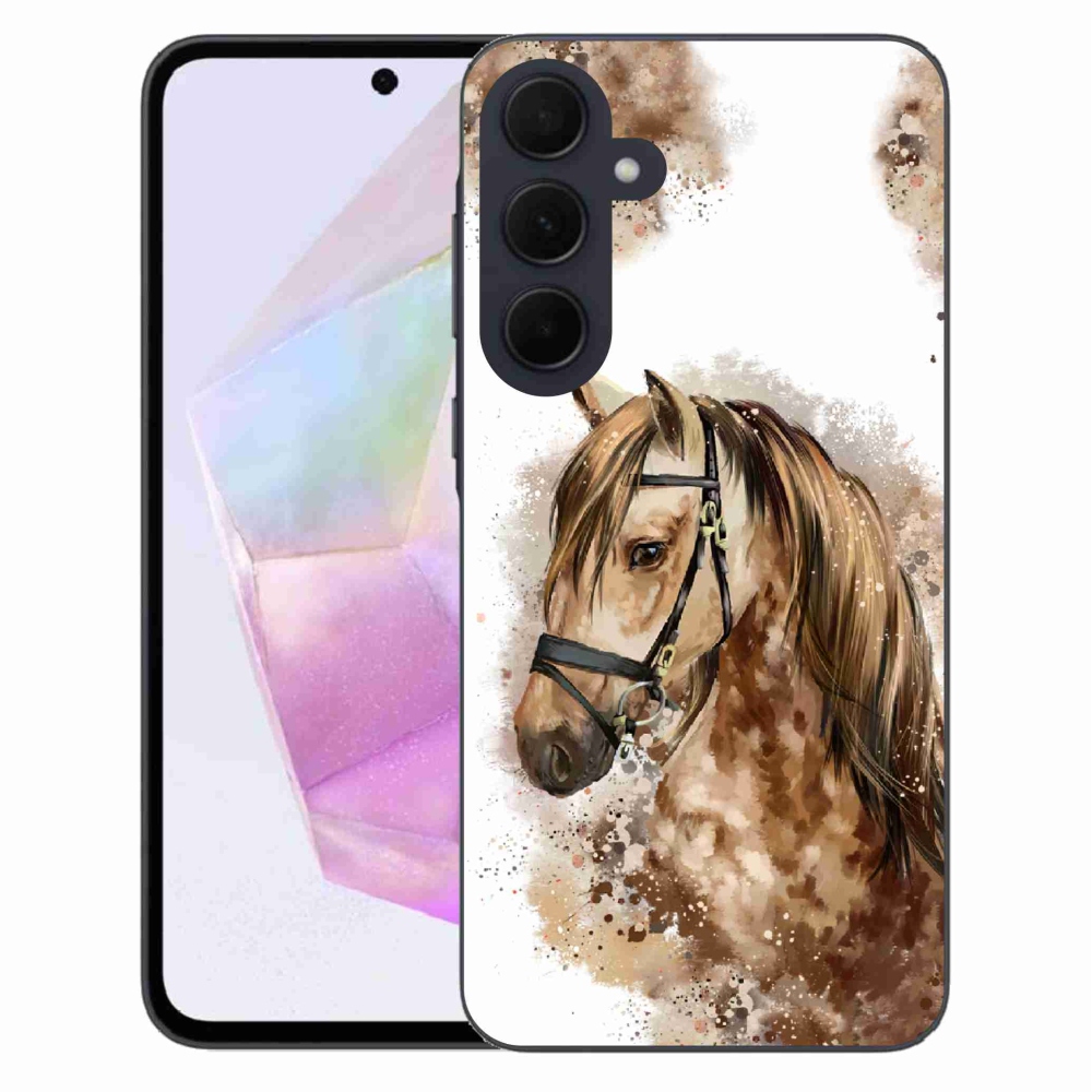 Gelový kryt mmCase na Samsung Galaxy A35 5G - hnědý kreslený kůň