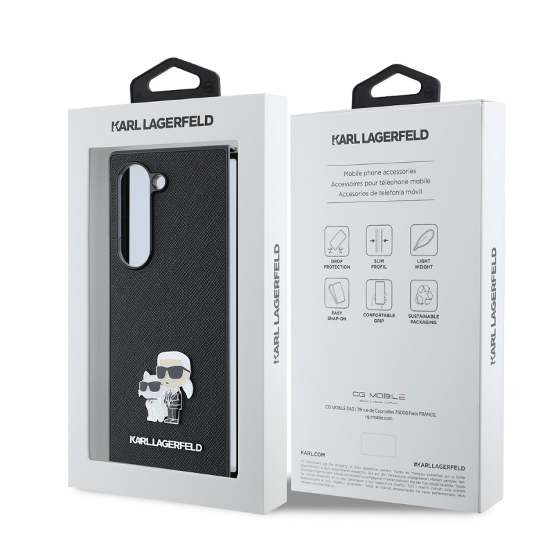 Karl Lagerfeld PU Saffiano Karl and Choupette Zadní Kryt pro Samsung Galaxy Z Fold 6 Black