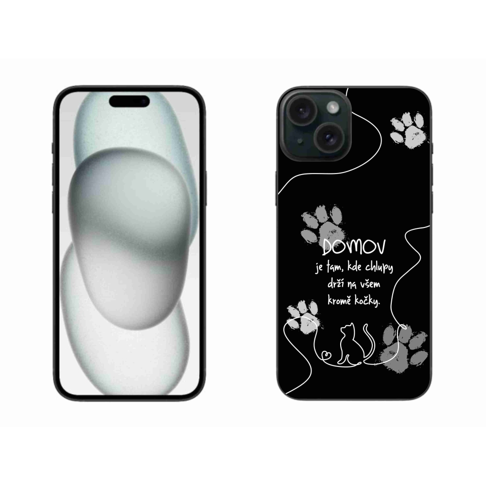 Gelový kryt mmCase na iPhone 15 Plus - kočičí motiv černé pozadí