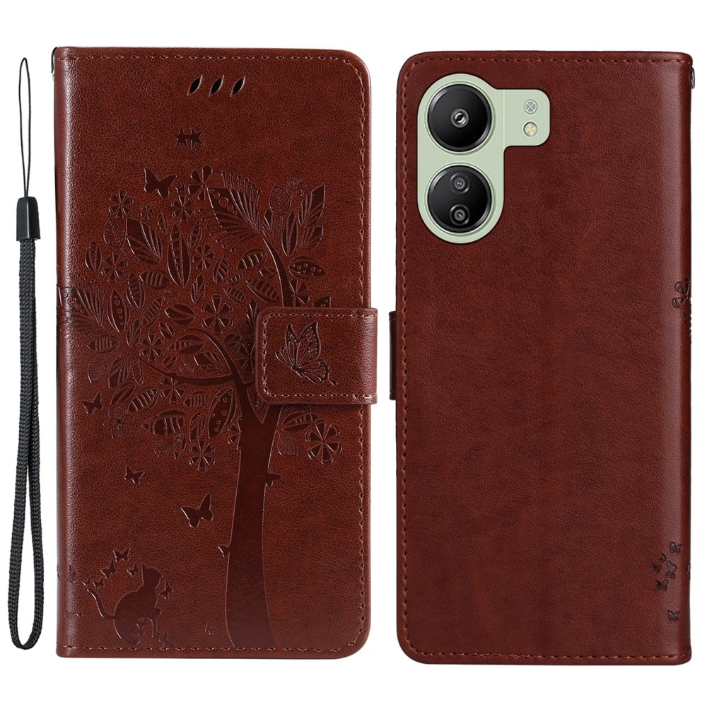 Trees knížkové pouzdro na Xiaomi Poco C65/Redmi 13C - hnědé