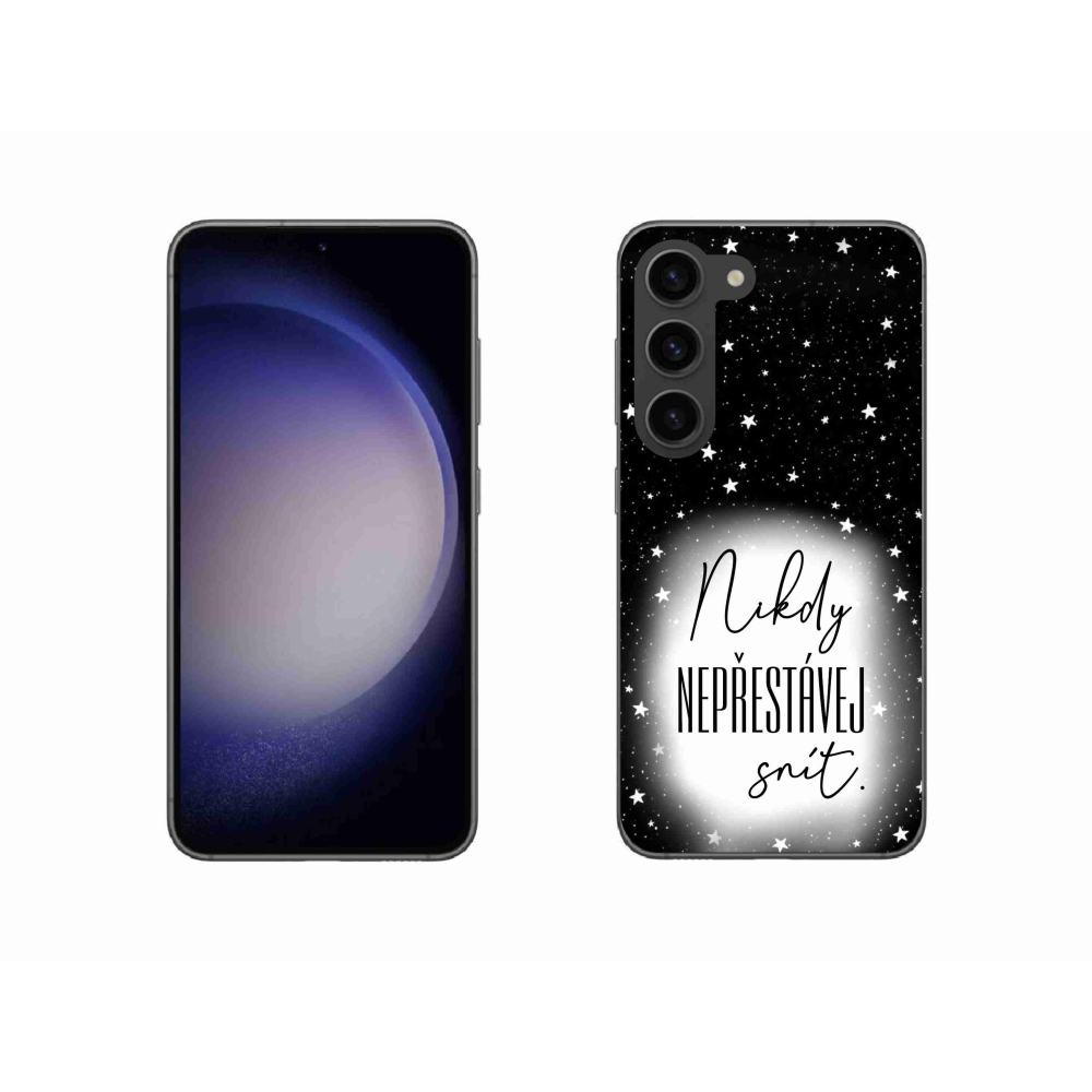 Gelový kryt mmCase na Samsung Galaxy S23 5G - citát 1 bíločerné pozadí